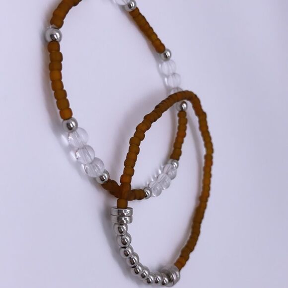 Wool + Pepper Co. Matte Brown & Silver Bracelets - Picture 2 of 5